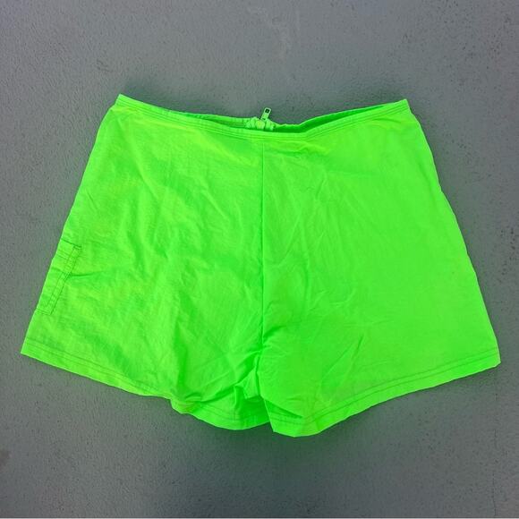 Vintage Catalina Neon Lime Green Windbreaker Zip Front Swim Surf Shorts SMALL - Picture 2 of 6
